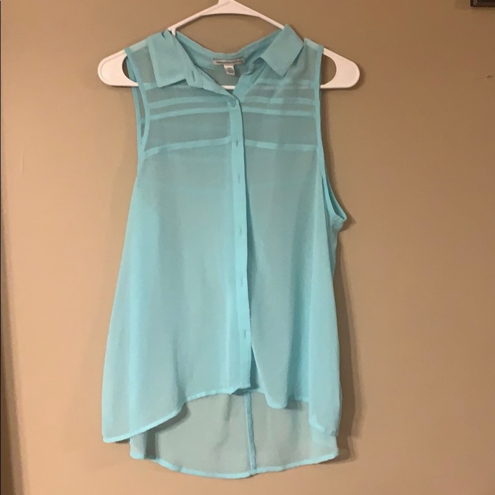 Button up sleeveless colored shirt